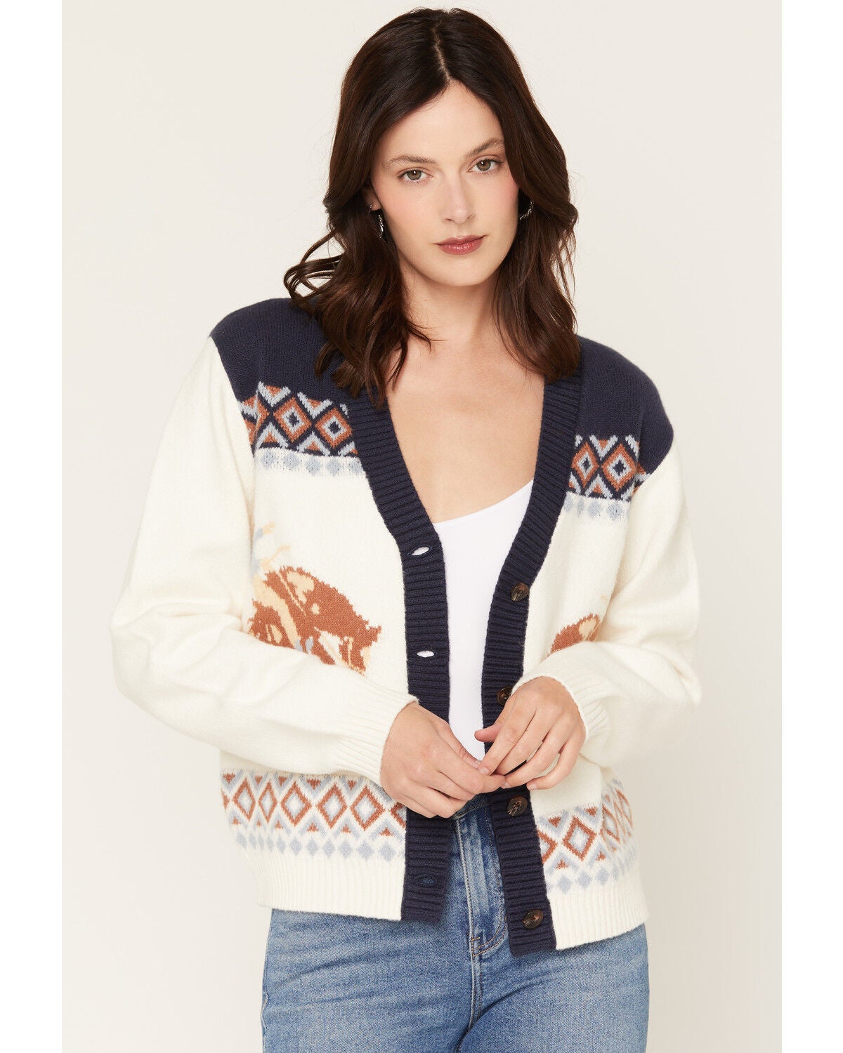 Idyllwind Women's Hayden Horse Icon Cardigan, Khaki, hi-res