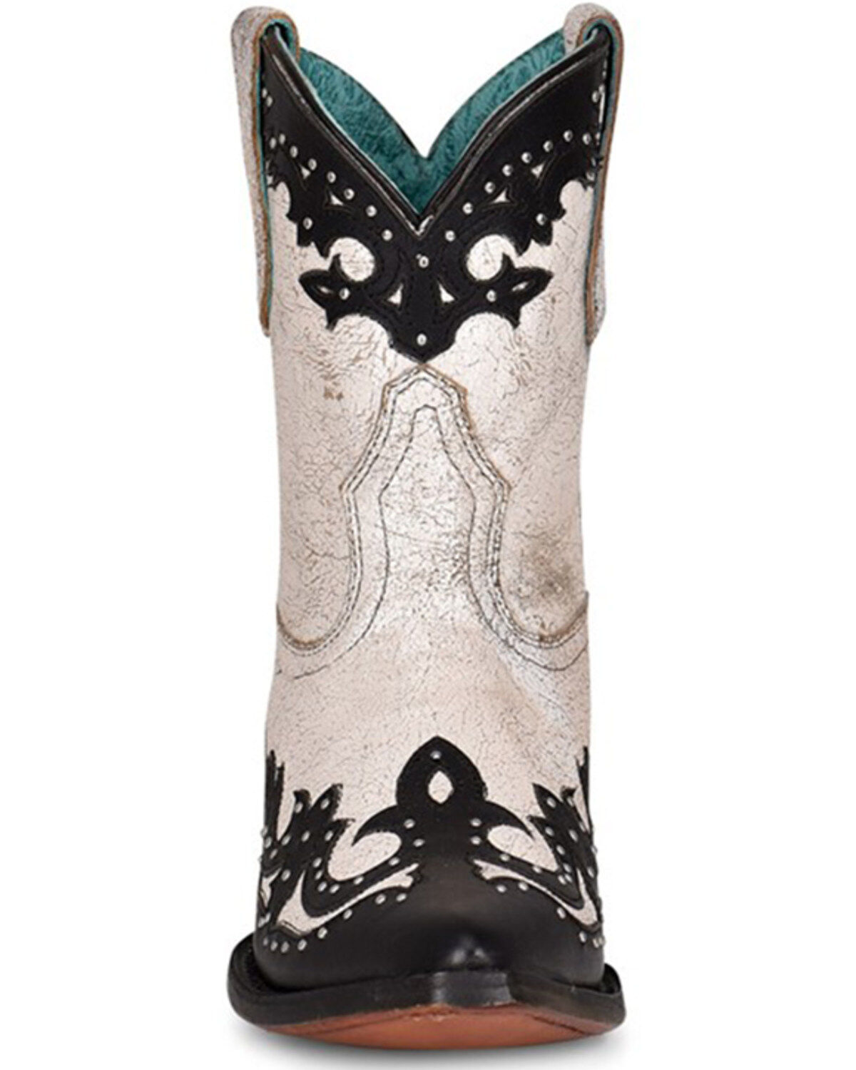Image #3 - Corral Women's Black Overlay & Studs Western Boots - Round Toe, Black/white, hi-res