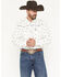 Image #1 - Cowboy Hardware Men's Steerhead Print Long Sleeve Snap Stretch Western Shirt, White, hi-res