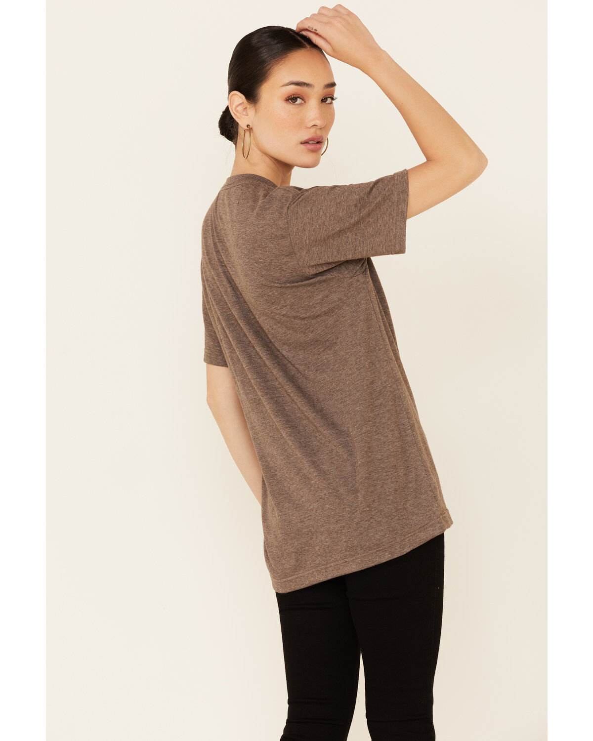 Image #4 - Ali Dee Women's Heather Brown Howdywood Graphic Short Sleeve Tee, Brown, hi-res