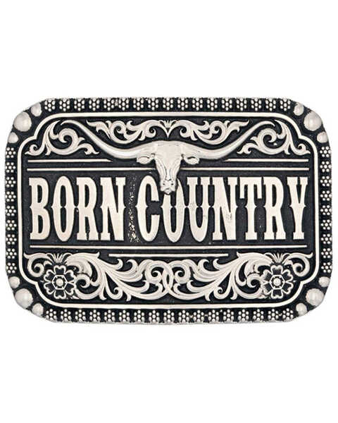Montana Silversmiths Born Country Attitude Belt Buckle, Brass, hi-res