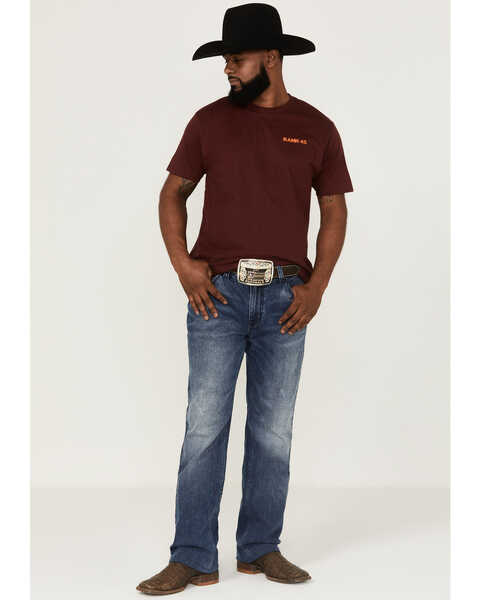 Image #2 - RANK 45® Men's Buck Logo Short Sleeve Graphic T-Shirt , Burgundy, hi-res