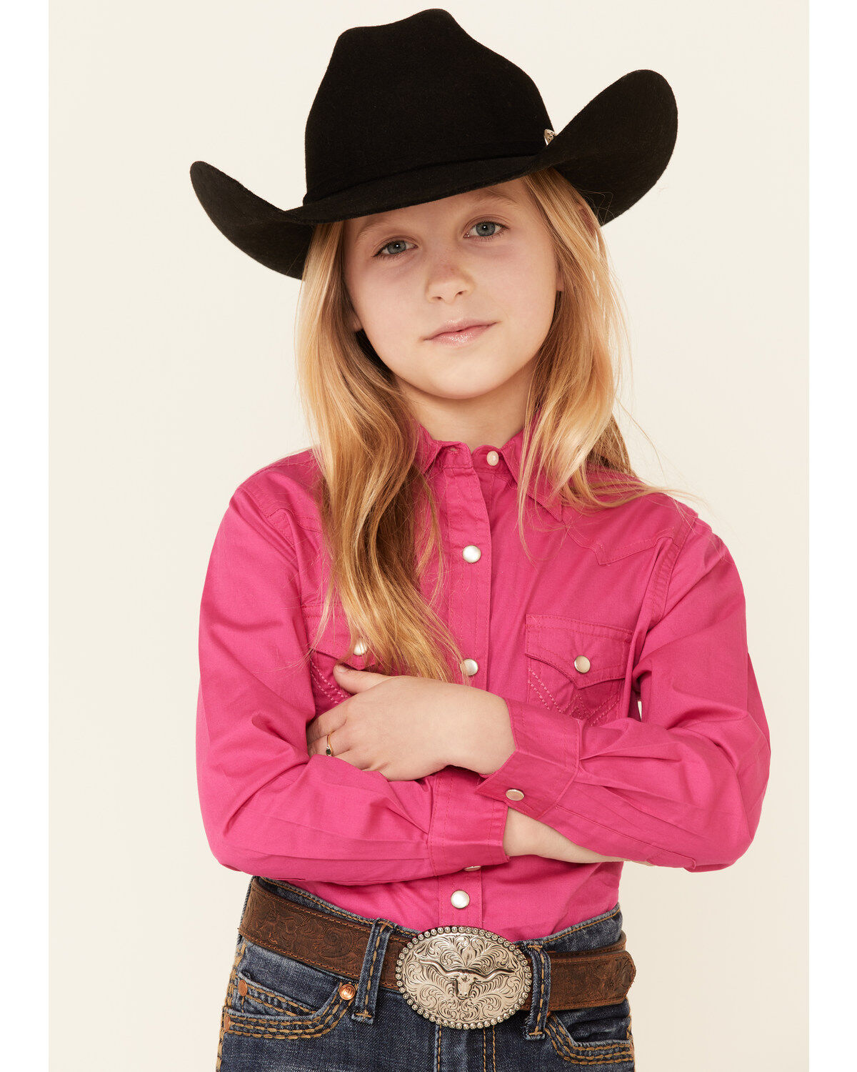Image #1 - Wrangler Girls' Snap Long Sleeve Western Shirt , , hi-res