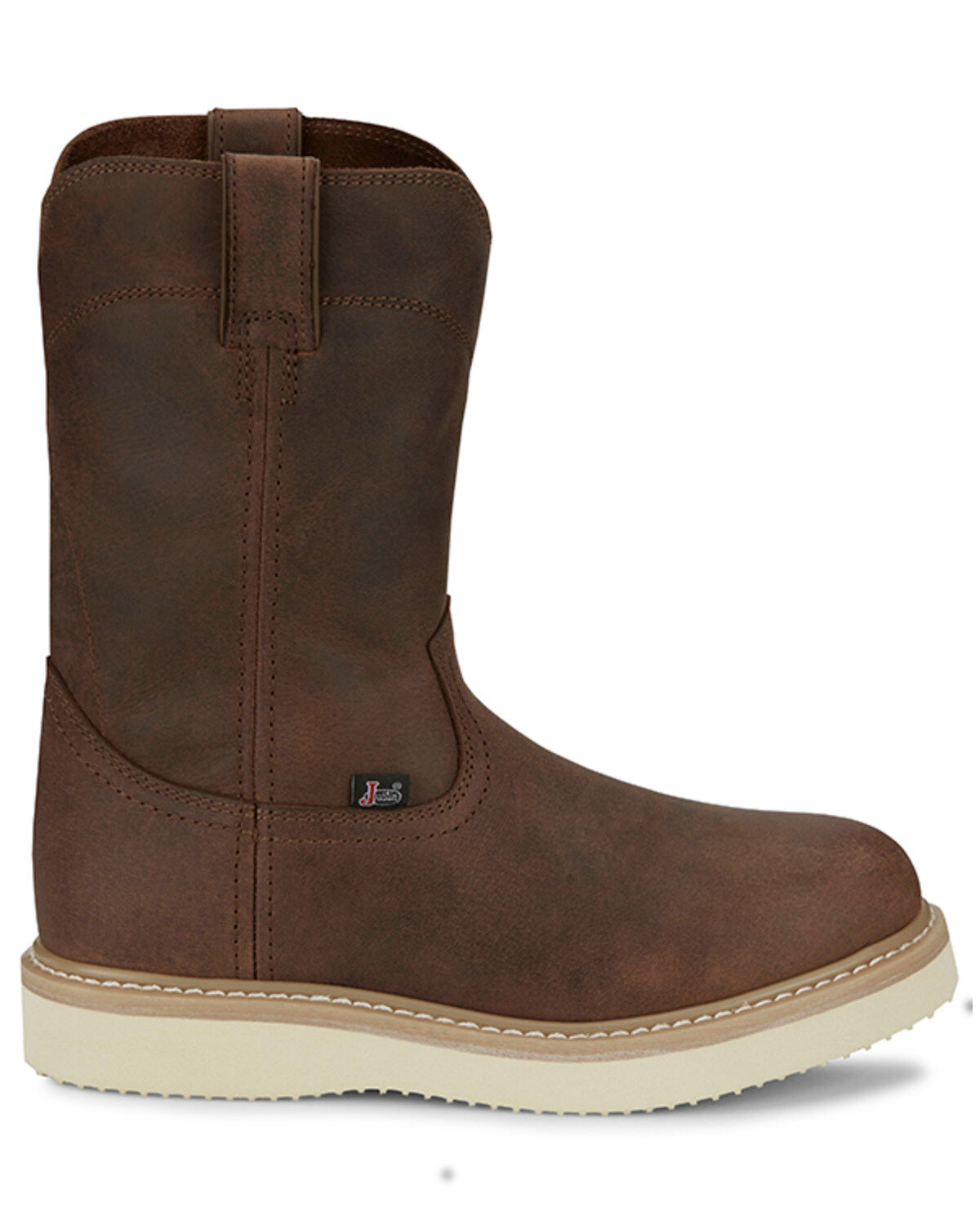 Image #2 - Justin Men's Ram Pull-On Work Boots - Soft Toe, Brown, hi-res