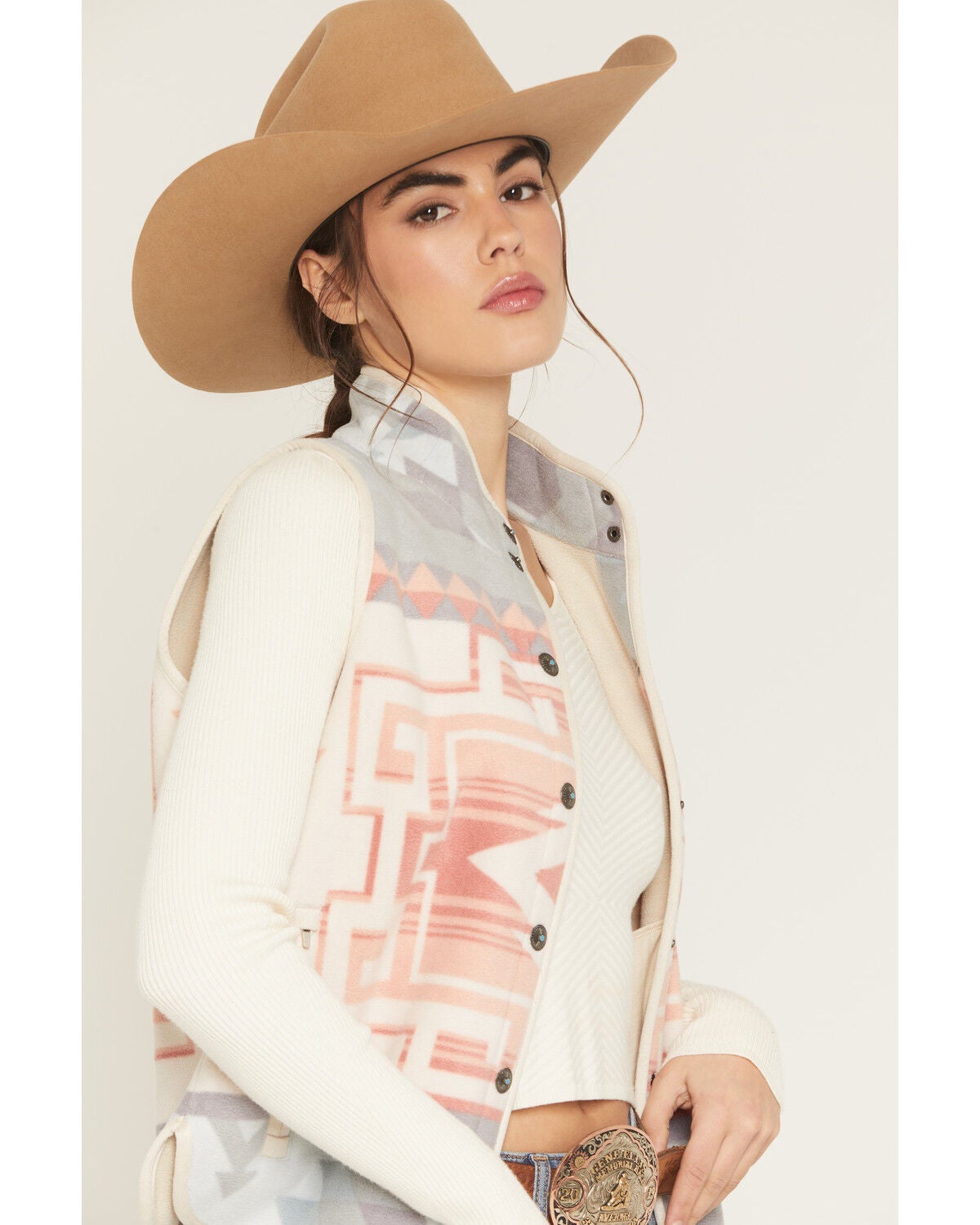 Image #2 - Shyanne Women's Fleece Bonded Vest, Oatmeal, hi-res