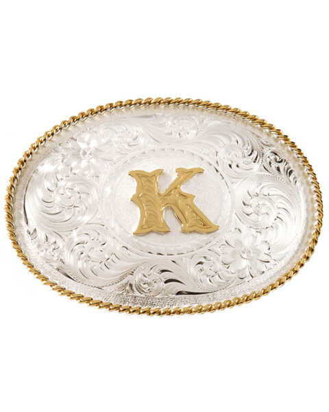 Montana Silversmiths Initial K Western Buckle, Silver, hi-res