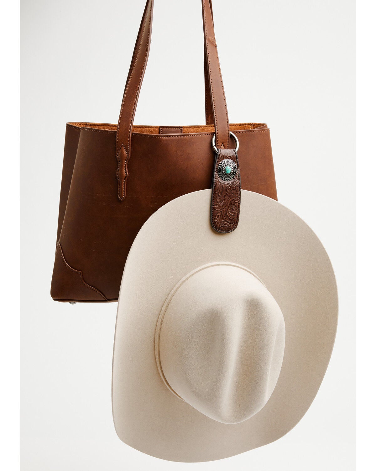 Boot Barn Hewitt Concho Magnetic Hat Clip Keychain, Brown, hi-res