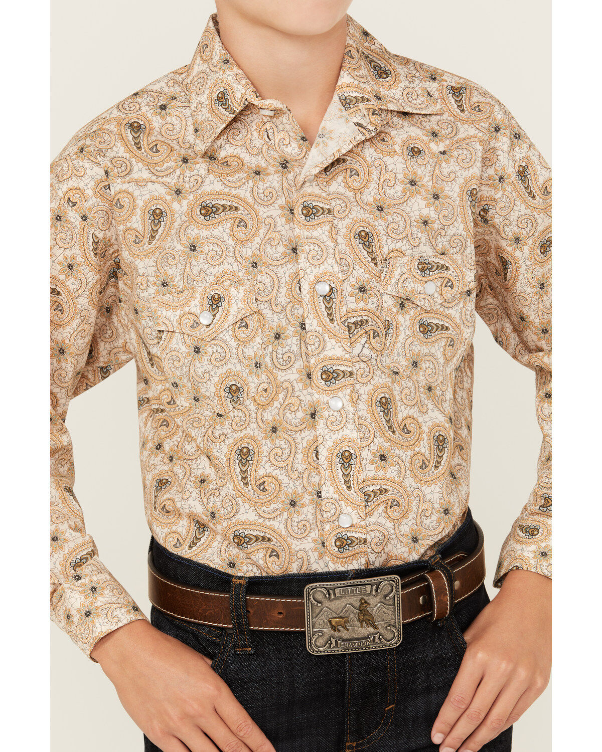 Image #3 - Rock & Roll Denim Boys' Paisley Print Long Sleeve Vintage Pearl Snap Western Shirt, , hi-res