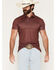 Image #1 - Cowboy Hardware Men's Mose Geo Print Short Sleeve Snap Polo, Maroon, hi-res