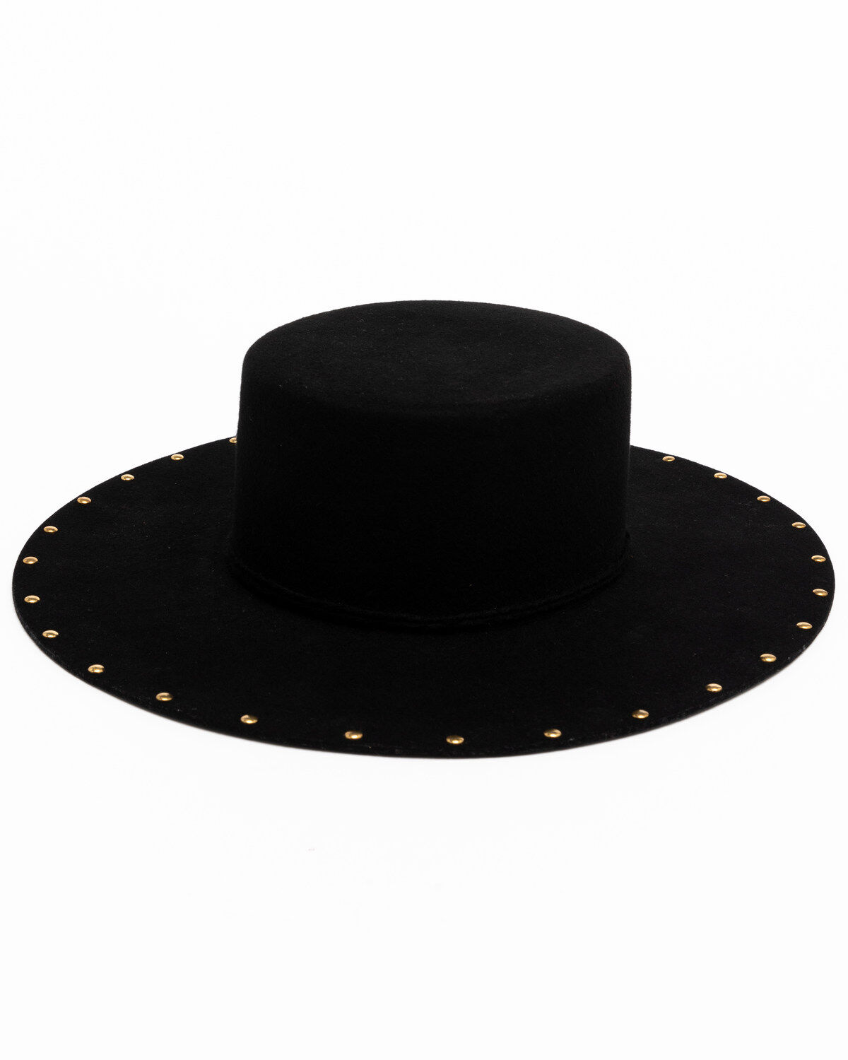 Image #1 - Shyanne Women's Boater Gold Stud Western Wool Felt Hat , Black, hi-res