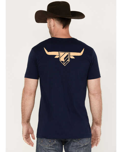 Image #3 - RANK 45® Men's Long Horn Short Sleeve Graphic T-Shirt, Navy, hi-res