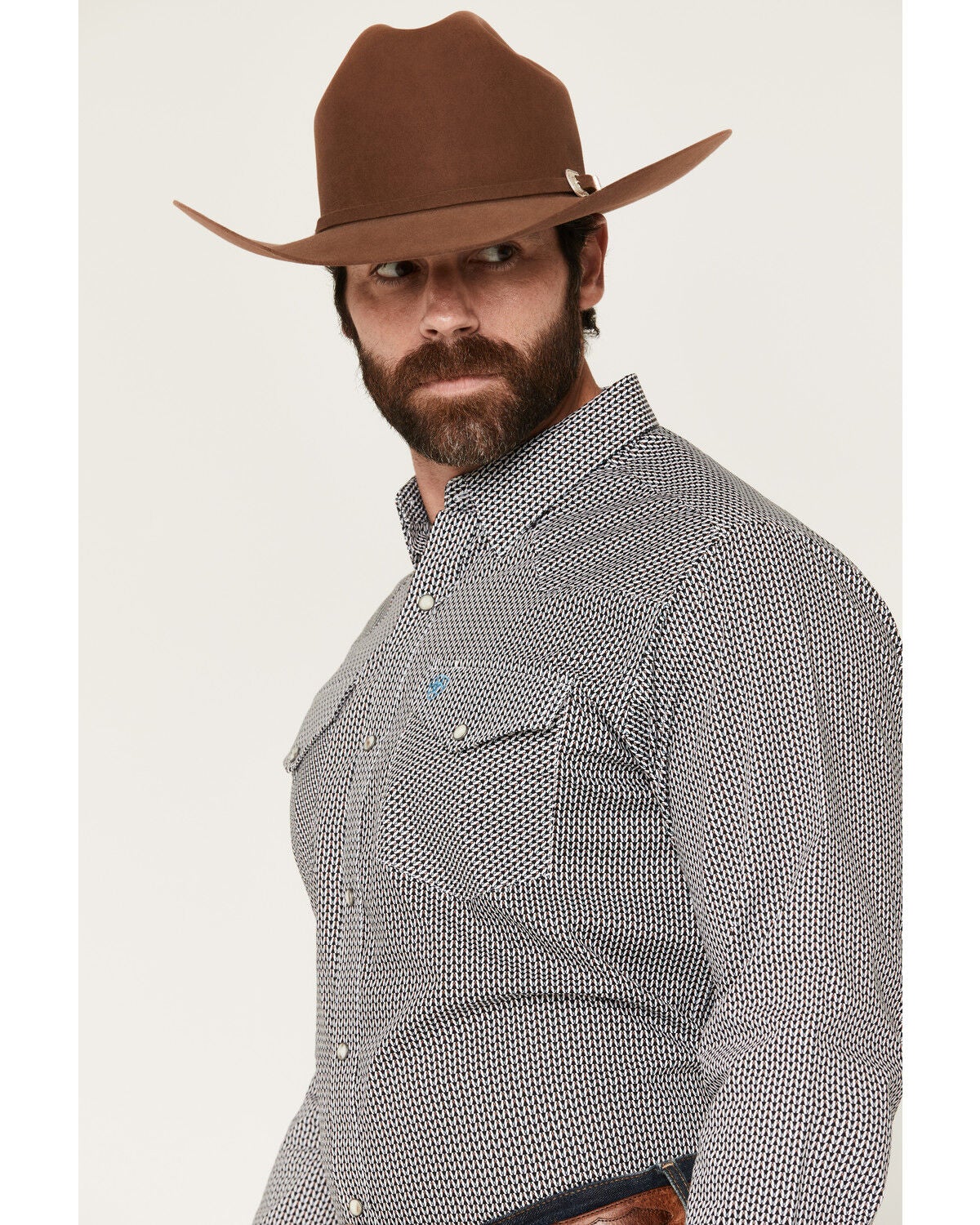 Image #2 - Ariat Men's Chas Geo Print Long Sleeve Snap Western Shirt, Black, hi-res
