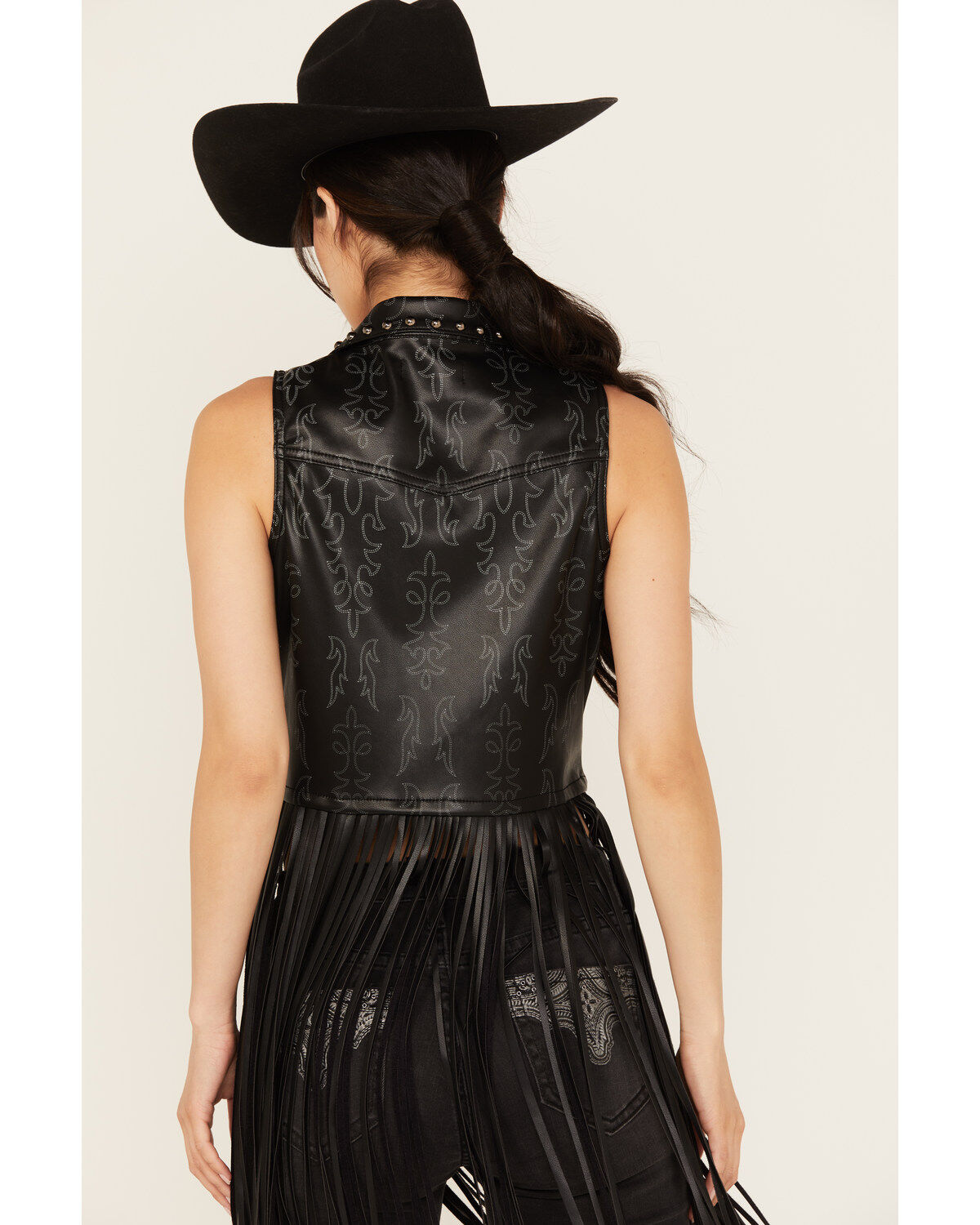 Image #4 - Rock & Roll Denim Women's Embellished Long Fringe Vest, , hi-res