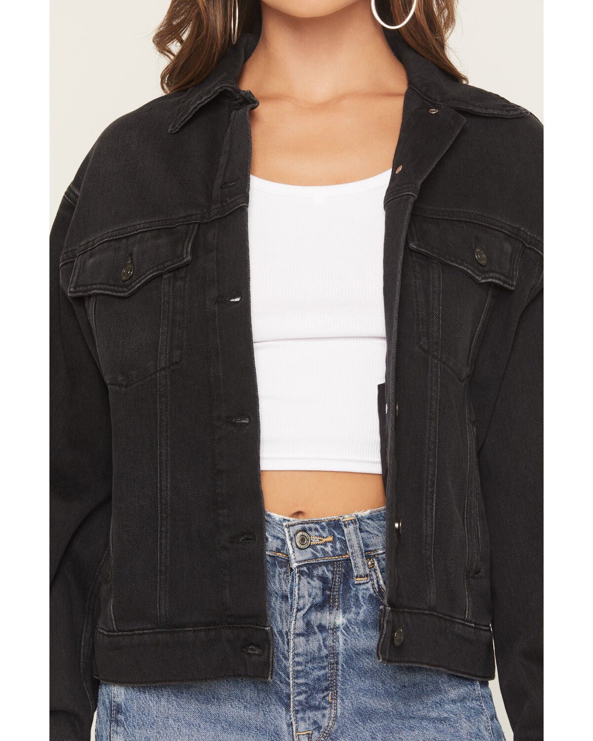 Image #3 - 7 For All Mankind Women's Thunderstorm Twisted Crystal Denim Jacket, Black, hi-res