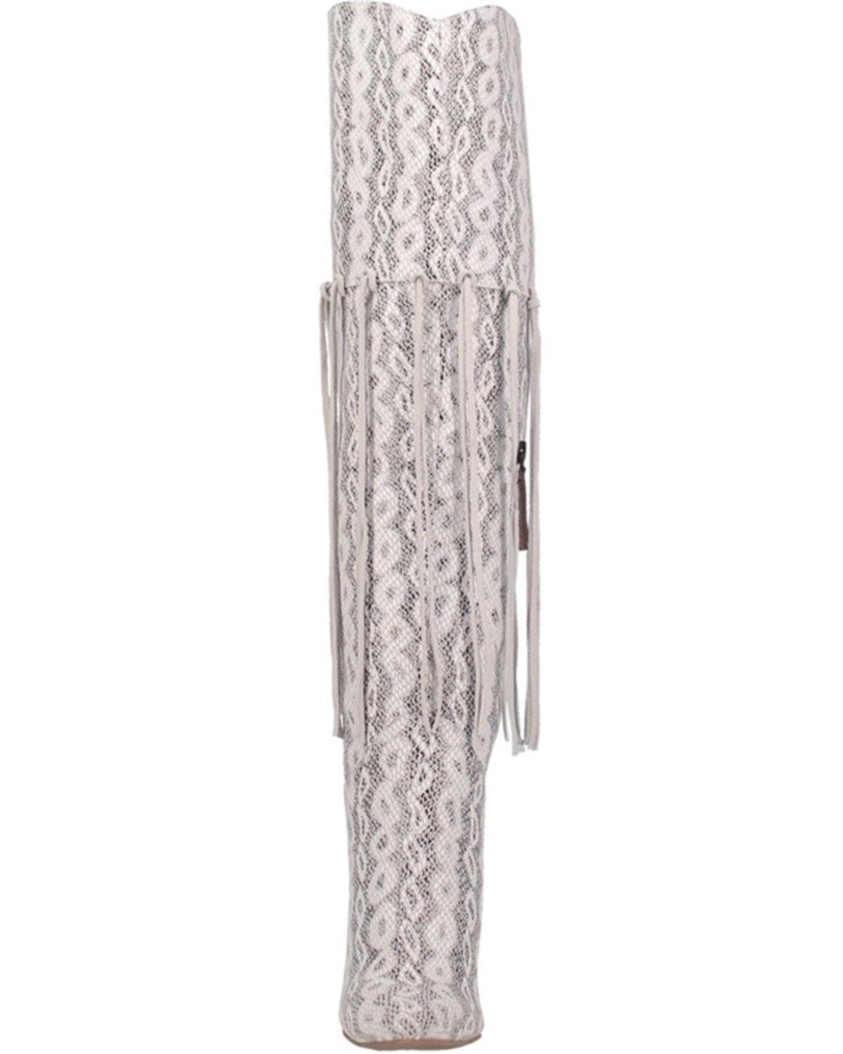 Image #4 - Dingo Women's Kitty Kat Snake Print Fringe Tall Western Boot - Round Toe, White, hi-res