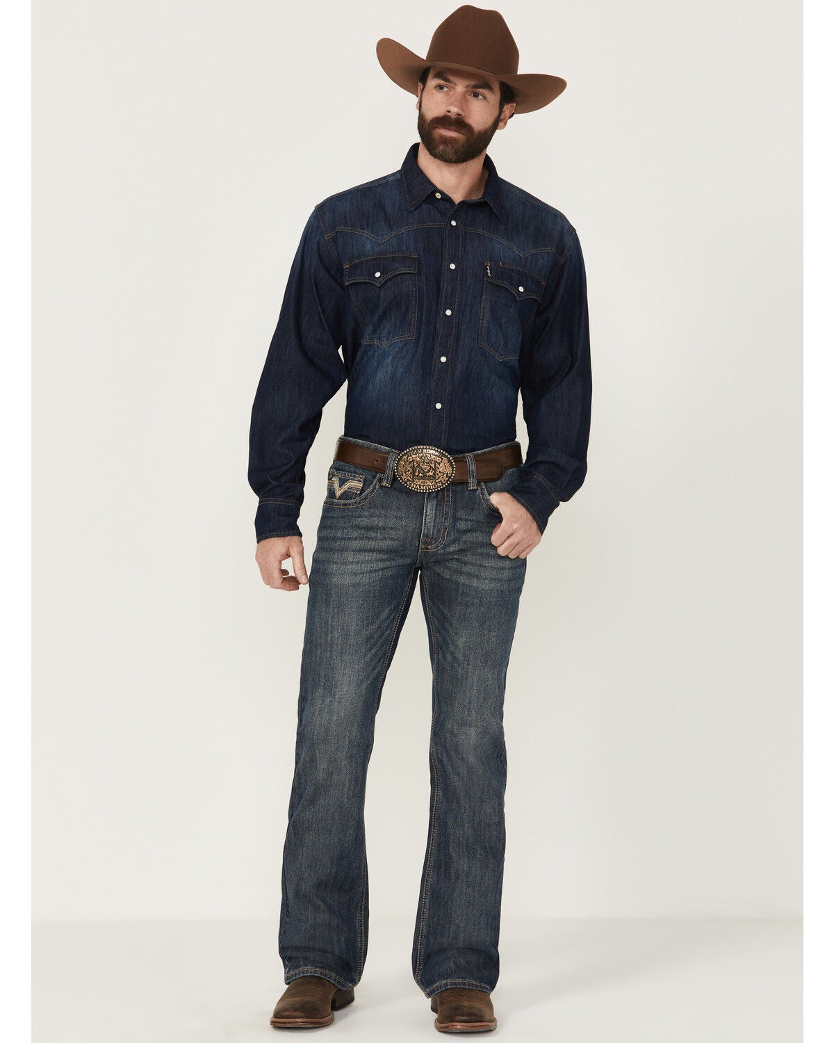 Rock & Roll Denim Men's Boot Barn Exclusive Medium Wash Bootcut Denim Jeans, Medium Wash, hi-res