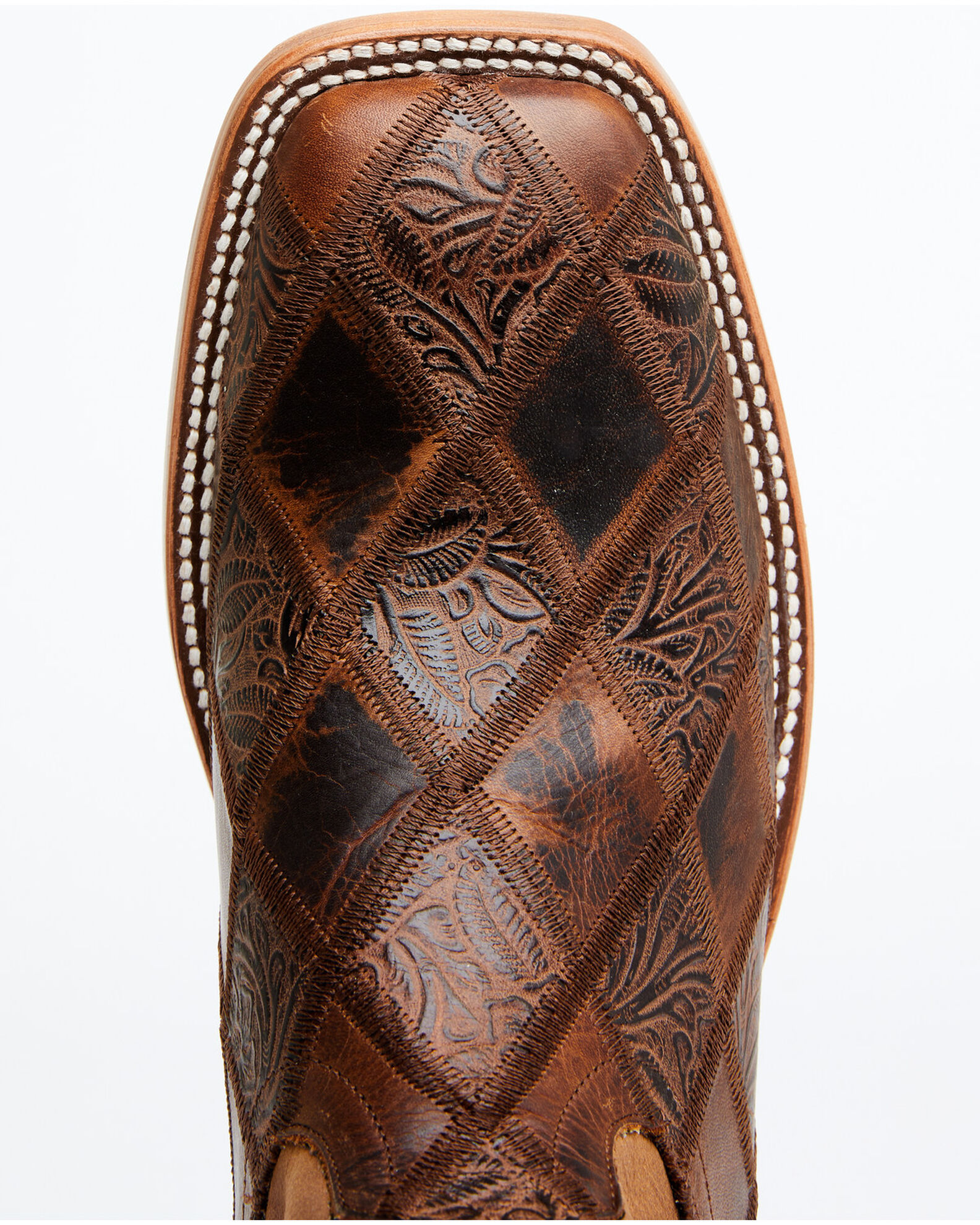 Mens patchwork square toe boots top