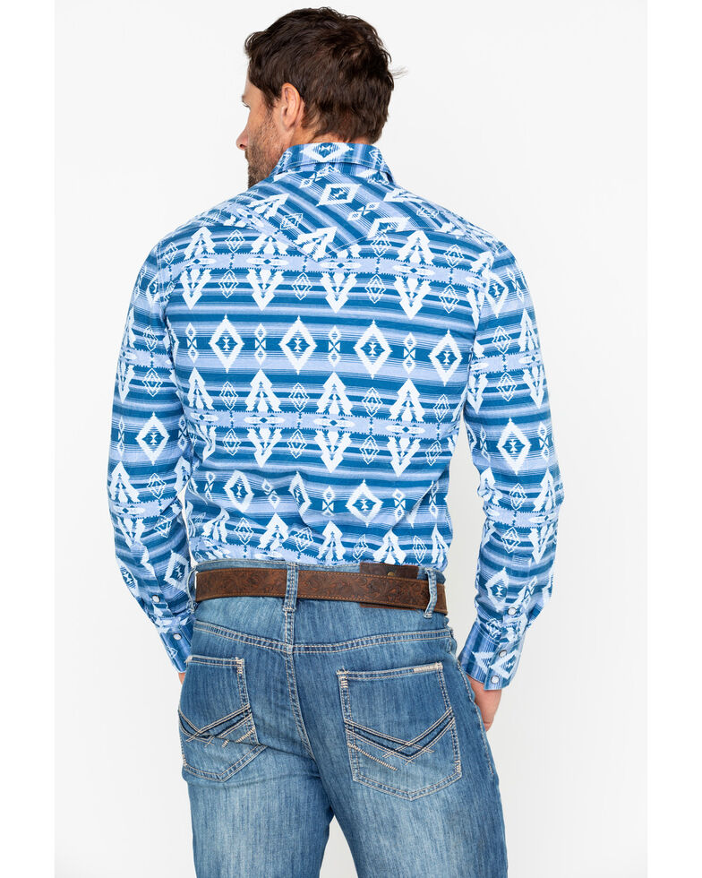 Rock & Roll Cowboy Men's Striped Aztec Print Long Sleeve Western Shirt