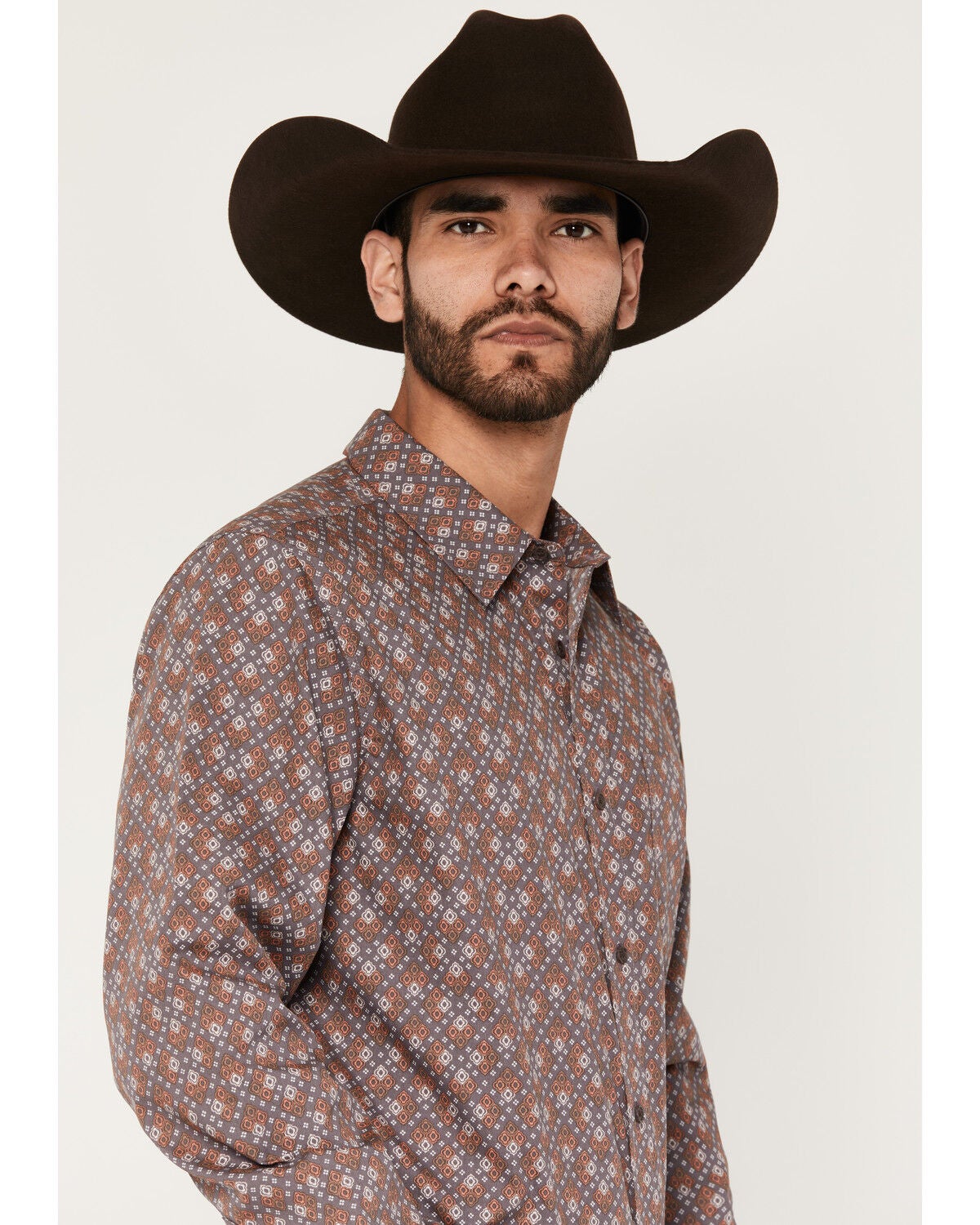 Image #2 - Gibson Trading Co Men's Night Circuit Geo Print Long Sleeve Button-Down Western Shirt, Purple, hi-res