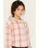 Levi's Little Girls' Plaid Print Long Sleeve Hooded Shirt, Purple, hi-res