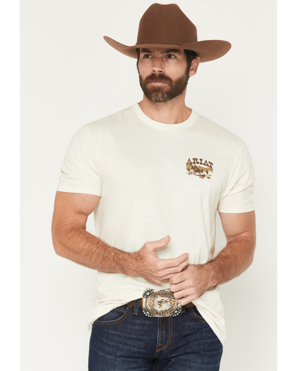 Image #2 - Ariat Men's Pulp Western Short Sleeve Graphic T-Shirt, Cream, hi-res