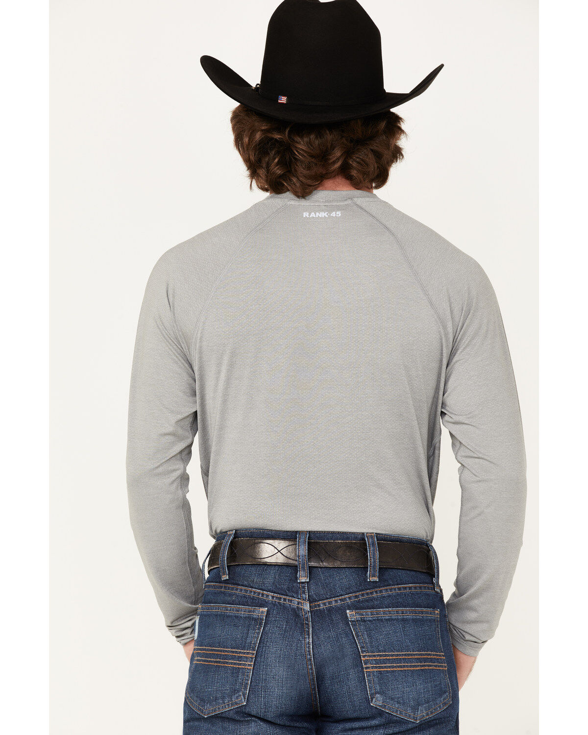 Image #4 - RANK 45® Men's Solid Performance Long Sleeve T-Shirt, Charcoal, hi-res