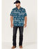 Image #2 - Gibson Men's Holler Bandana Print Short Sleeve Button-Down Western Shirt, Blue, hi-res