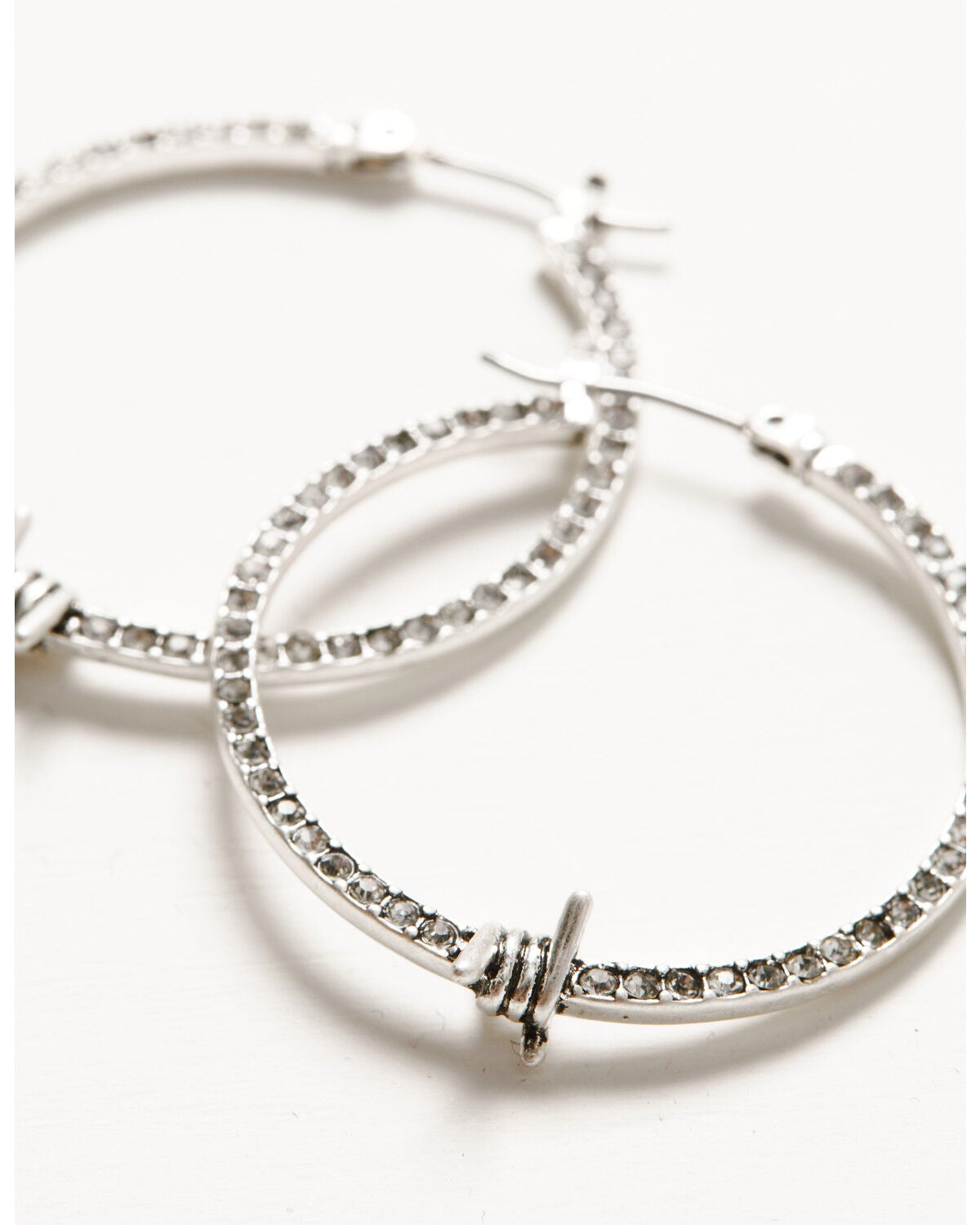 Image #2 - Lainey Wilson Women's Barbed Wire Embellished Hoop Earrings, Silver, hi-res