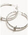 Image #2 - Lainey Wilson Women's Barbed Wire Embellished Hoop Earrings, Silver, hi-res