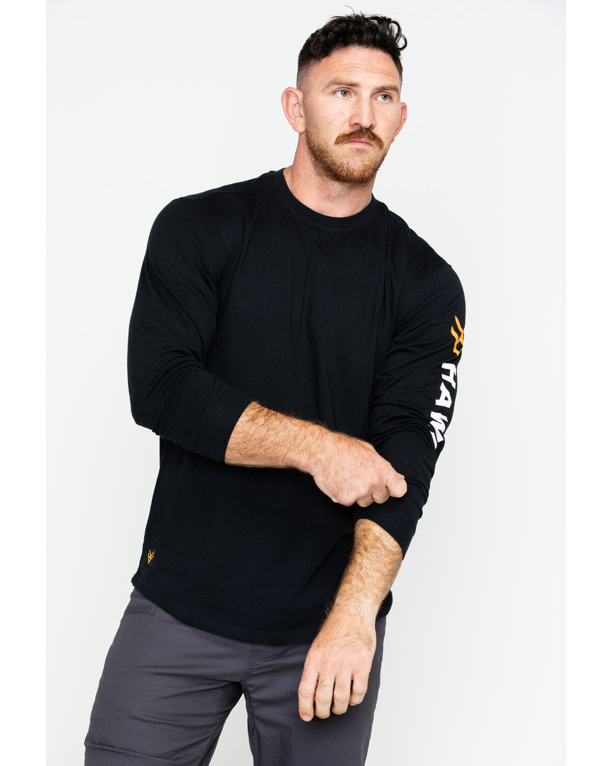 Image #1 - Hawx Men's Logo Crew Long Sleeve Work T-Shirt, Black, hi-res