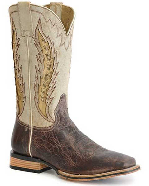 Stetson Men's Airflow Crackle Shaft Handcrafted Western Boots - Broad Square Toe , Tan, hi-res