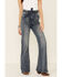 Flying Tomato Women's Tie-Front Flare Jeans, Blue, hi-res