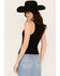 Image #4 - Youth in Revolt Women's I Heart Cowboys Ribbed Tank, Black, hi-res