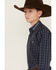 Image #3 - Ariat Boys' Team Plaid Print Long Sleeve Button-Down Western Shirt, Navy, hi-res