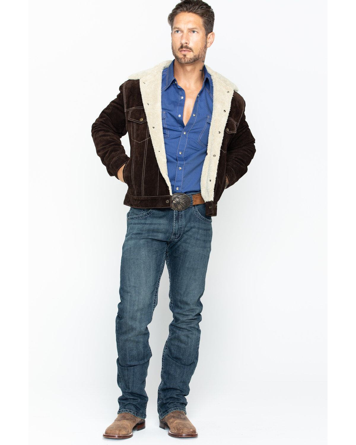 Image #7 - Scully Men's Boar Suede Pilot Jacket, Chocolate, hi-res