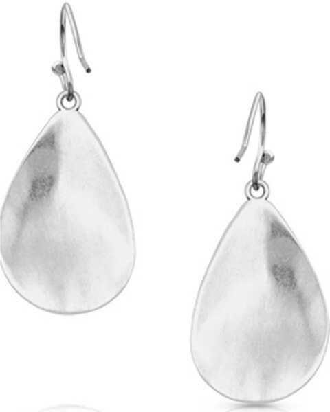 Montana Silversmiths Women's Blooming Cross Opal Teardrop Earrings, Silver, hi-res