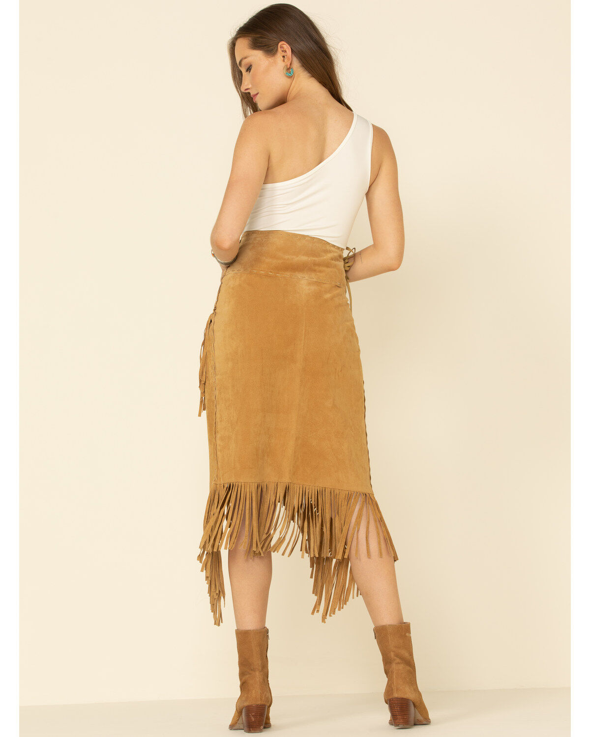fringe orange skirt