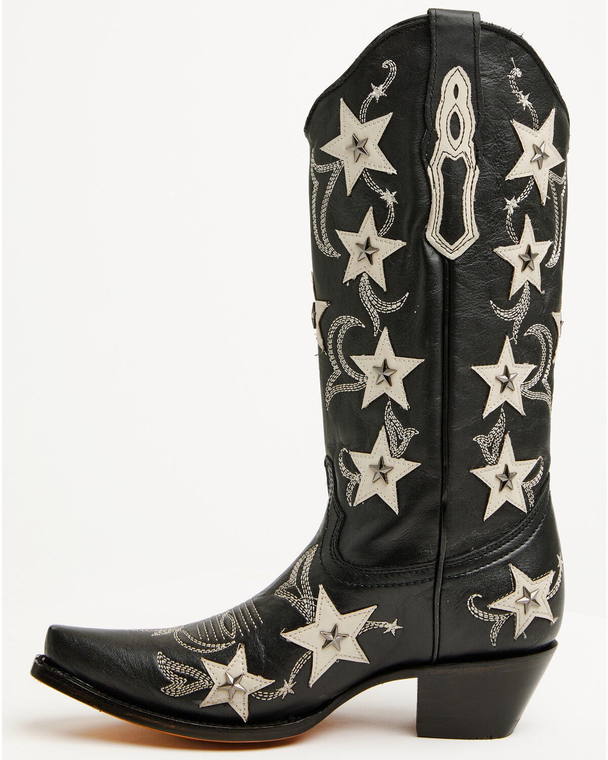 Image #3 - Corral Women's Star Overlay Studded Western Boots - Snip Toe, Black, hi-res