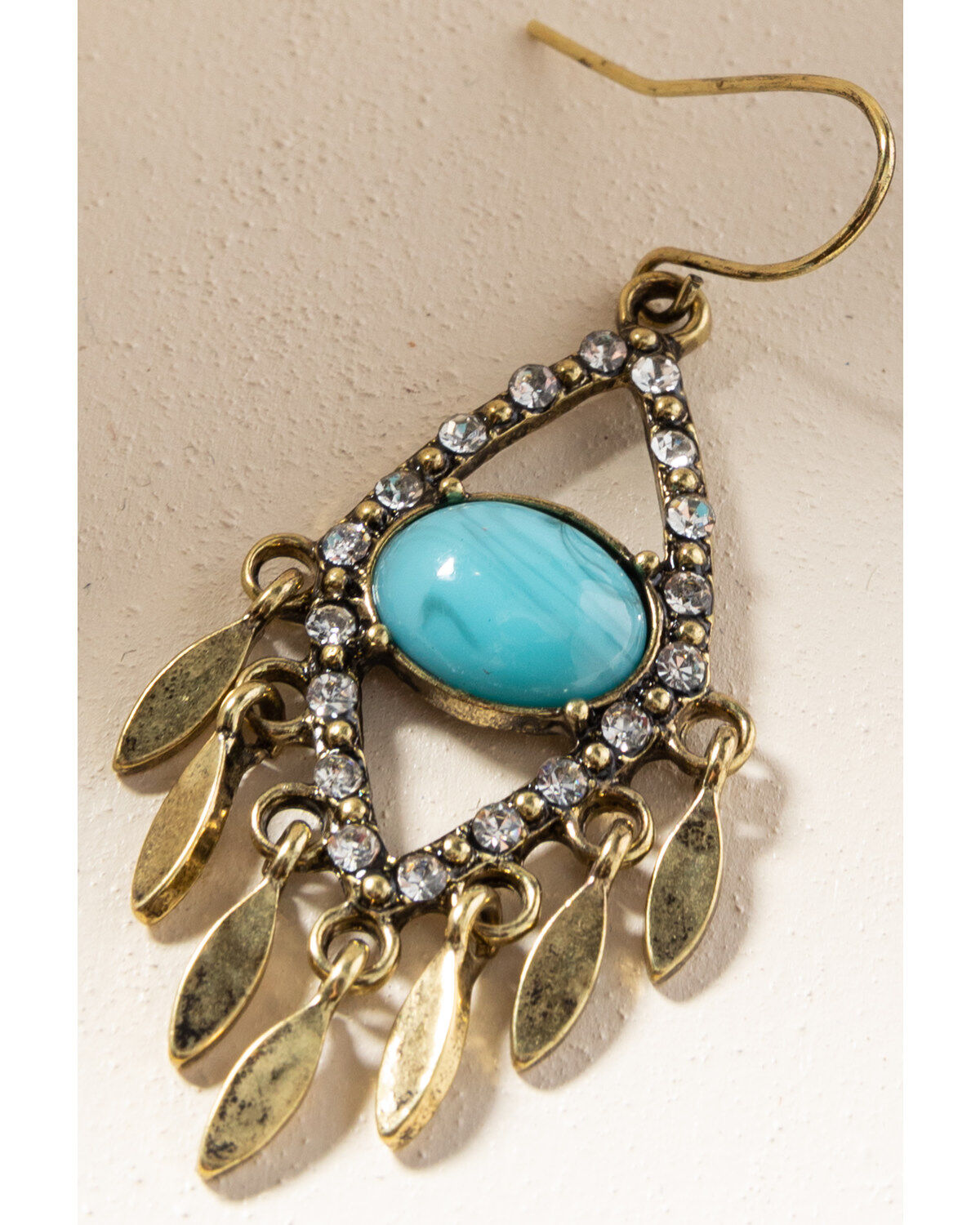 Image #2 - Shyanne Women's Gilded Gold Teardrop Turquoise Earrings, Gold, hi-res
