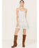 En Creme Women's Abstract Striped Sleeveless Mini Dress, Blue/white, hi-res