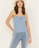 Image #1 - Cleo + Wolf Women's Rib Knit Henley Tank, Medium Blue, hi-res