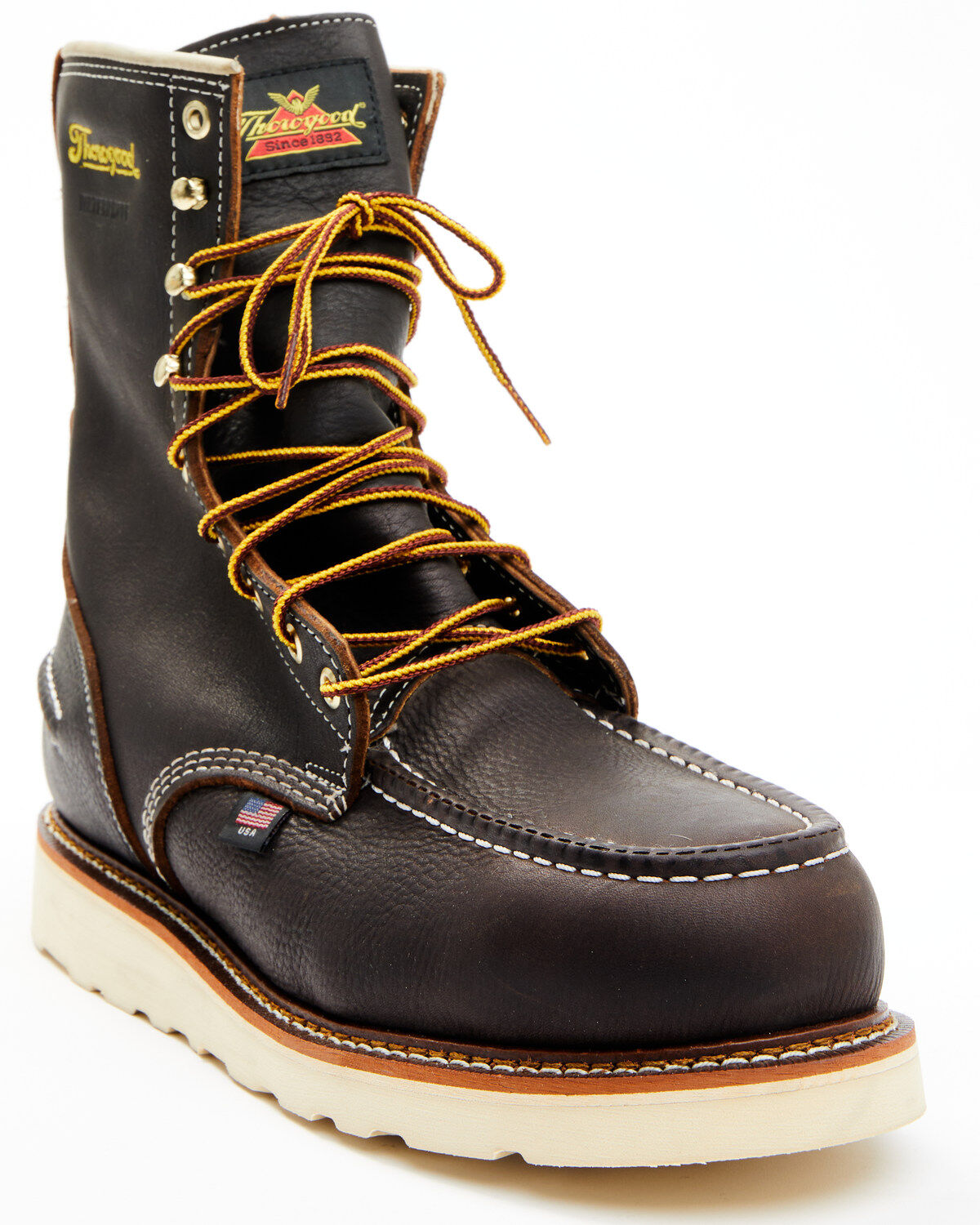 Thorogood Men's 8" Waterproof American Heritage Work Boots - Steel Toe, Brown, hi-res
