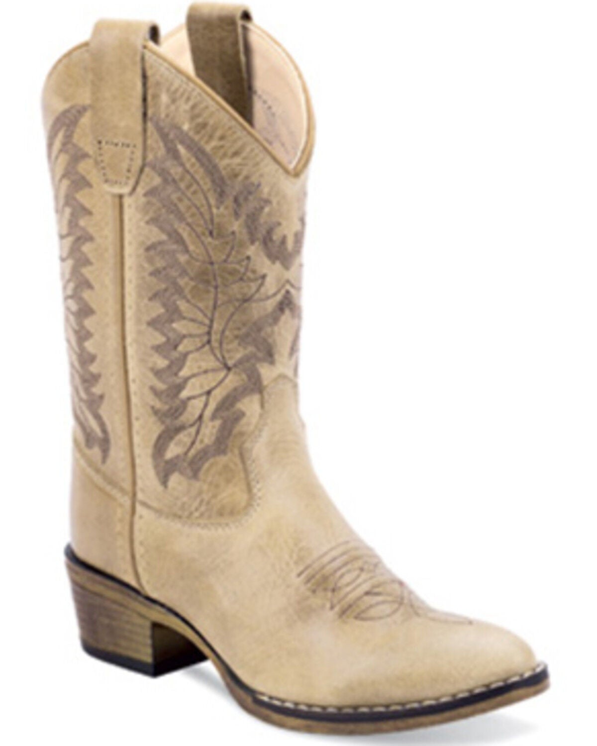 Old West Girls' Western Boots - Round Toe, Ivory, hi-res
