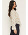 Image #2 - Wild Moss Women's Floral Print Long Sleeve Hanky Hem Top, Ivory, hi-res