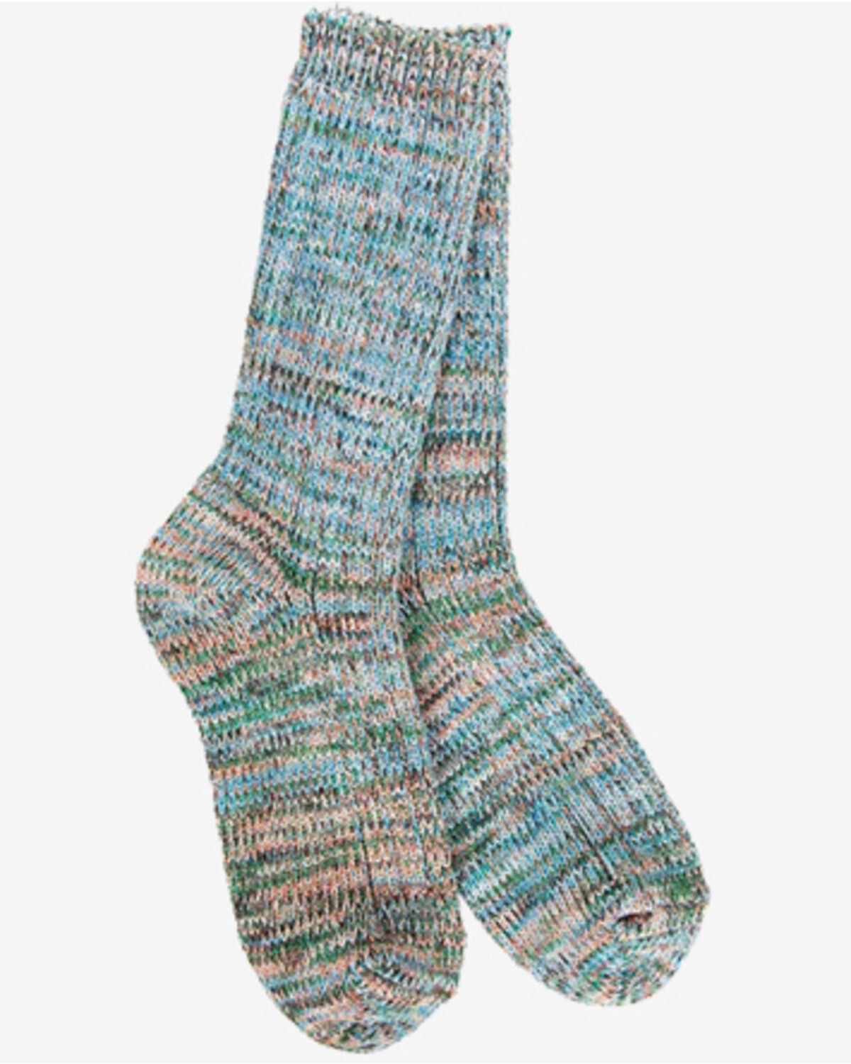 Image #1 - World's Comfiest Socks Women's Missoni Crew Socks, Turquoise, hi-res