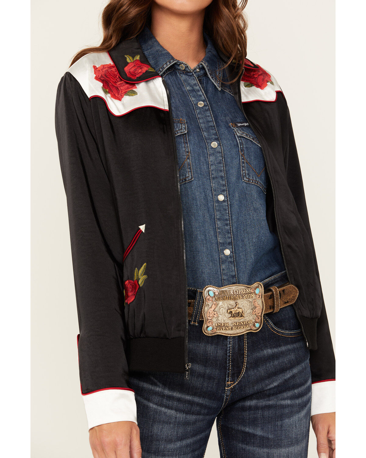 Image #3 - Ariat X Rodeo Quincy Women's Floral Bomber Jacket, Black, hi-res