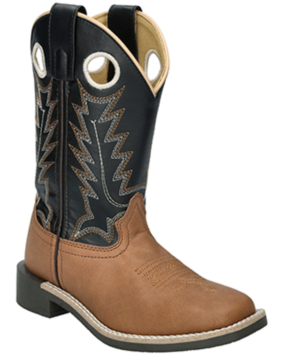 Image #1 - Smoky Mountain Boys' El Paso Western Boots - Broad Square Toe, Black/brown, hi-res