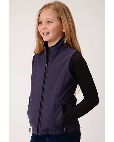 Roper Girls' Softshell Fleece Vest, Purple, hi-res