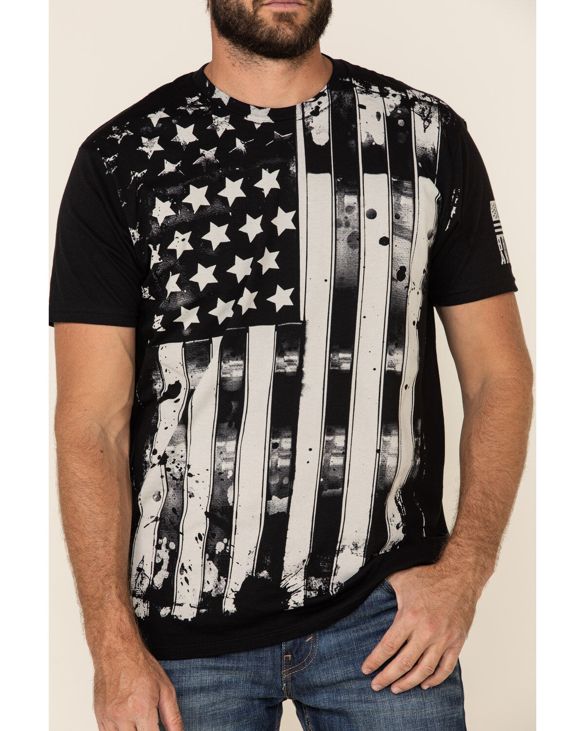 Image #1 - Brothers & Arms Men's Old Glory Flag Graphic T-Shirt, Black, hi-res