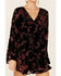 Wild Moss Women's Floral Burnout Velvet Romper, Black, hi-res